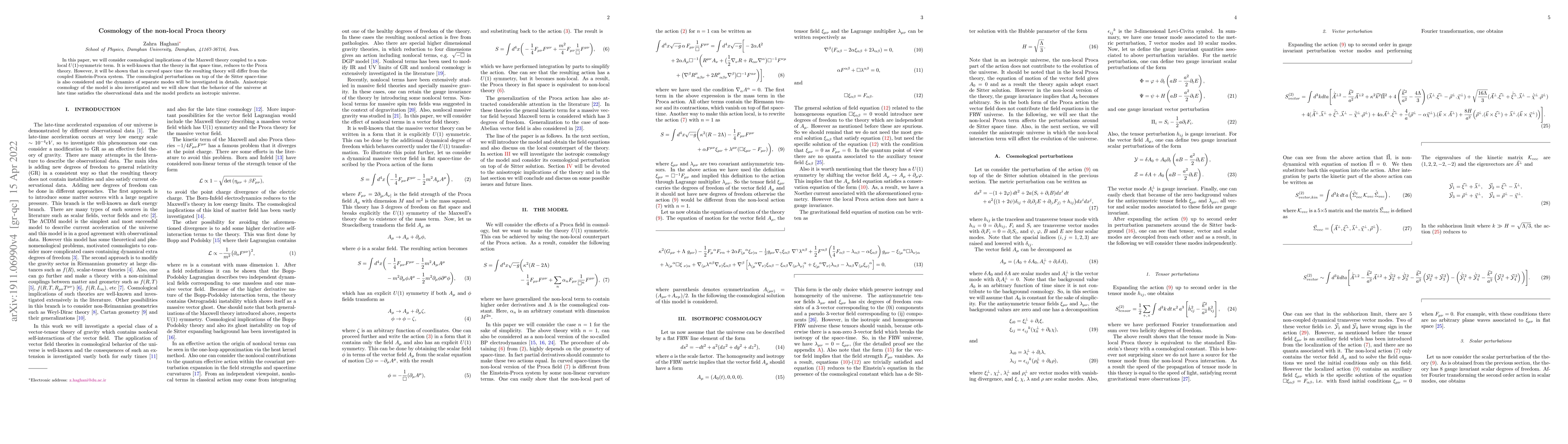 Thumbnail for Cosmology of the non-local Proca theory