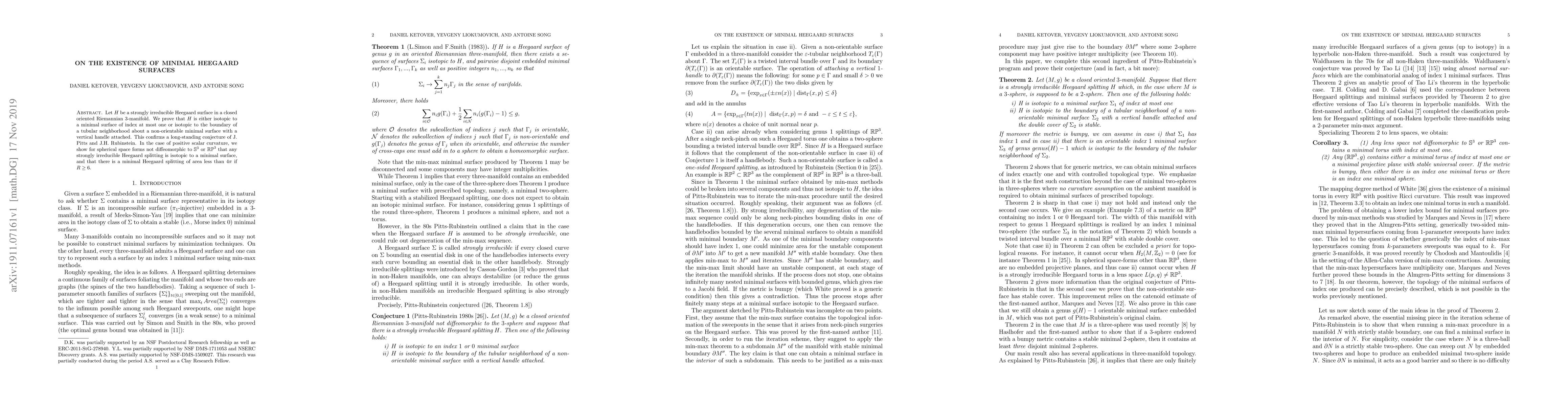 Thumbnail for On the existence of minimal Heegaard surfaces