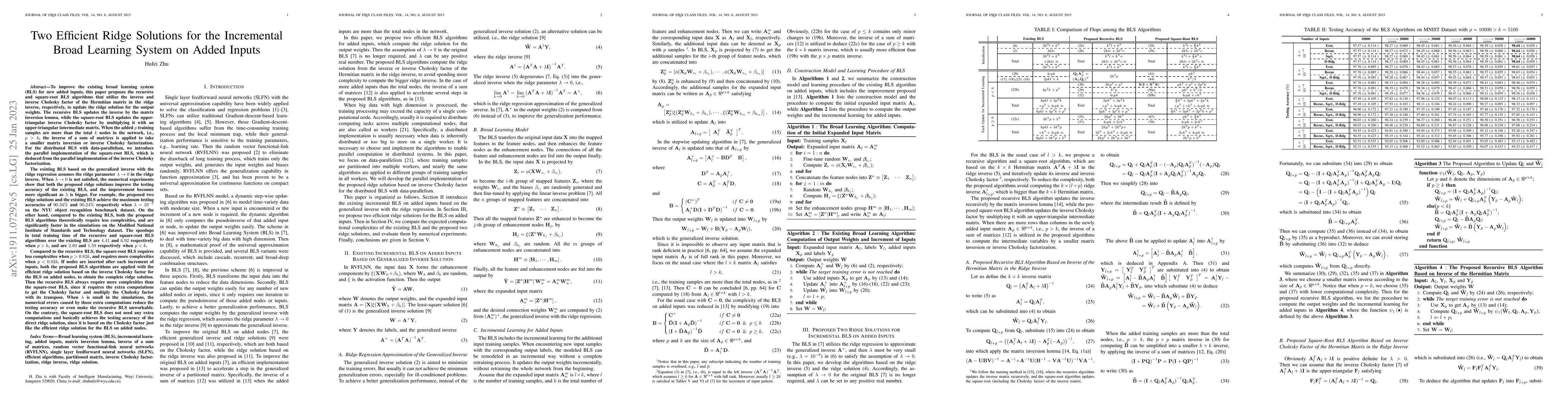 Thumbnail for Two Efficient Ridge Solutions for the Incremental Broad Learning System
  on Added Inputs