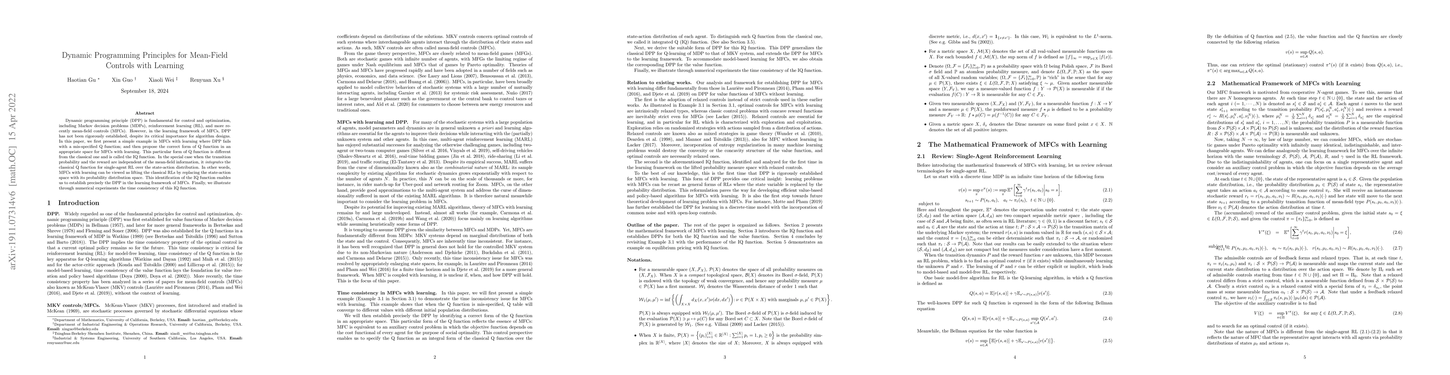 Thumbnail for Dynamic Programming Principles for Mean-Field Controls with Learning