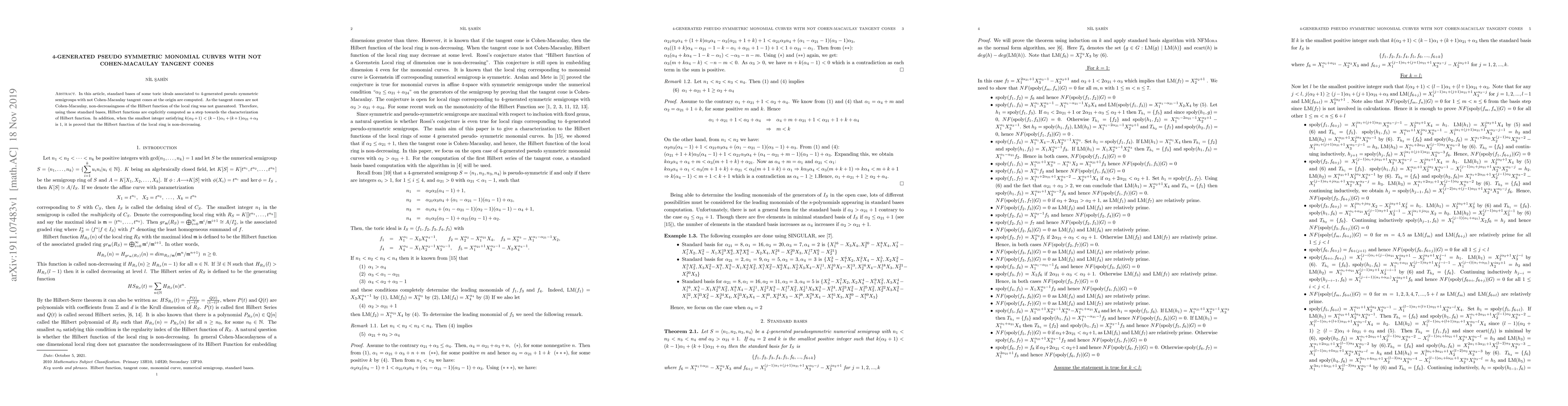 Thumbnail for 4-Generated Pseudo Symmetric Monomial Curves with not Cohen-Macaulay
  Tangent Cones