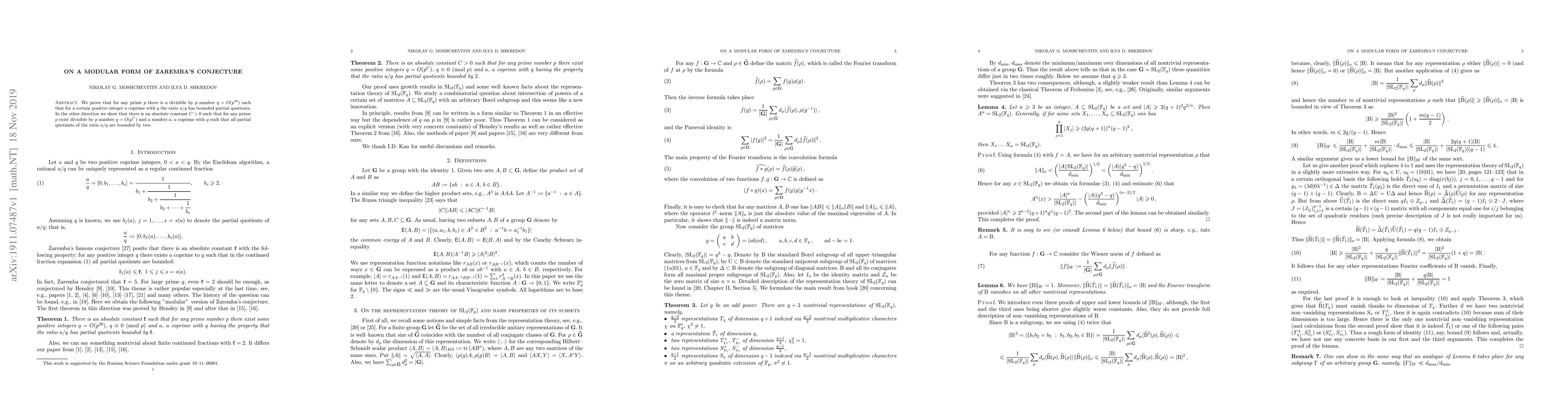 Thumbnail for On a modular form of Zaremba's conjecture