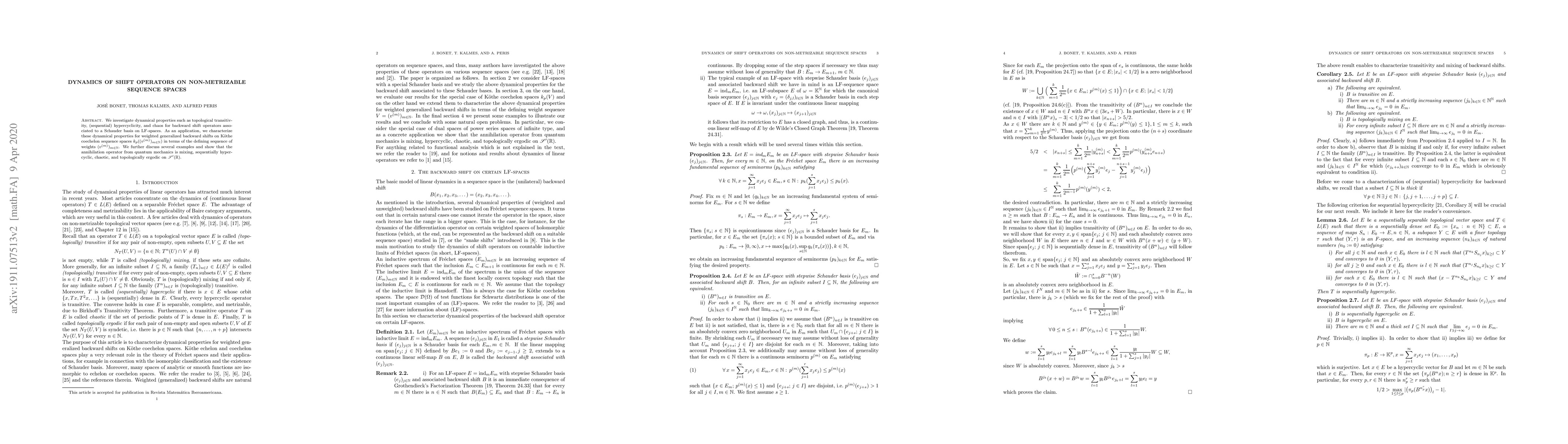 Thumbnail for Dynamics of shift operators on non-metrizable sequence spaces