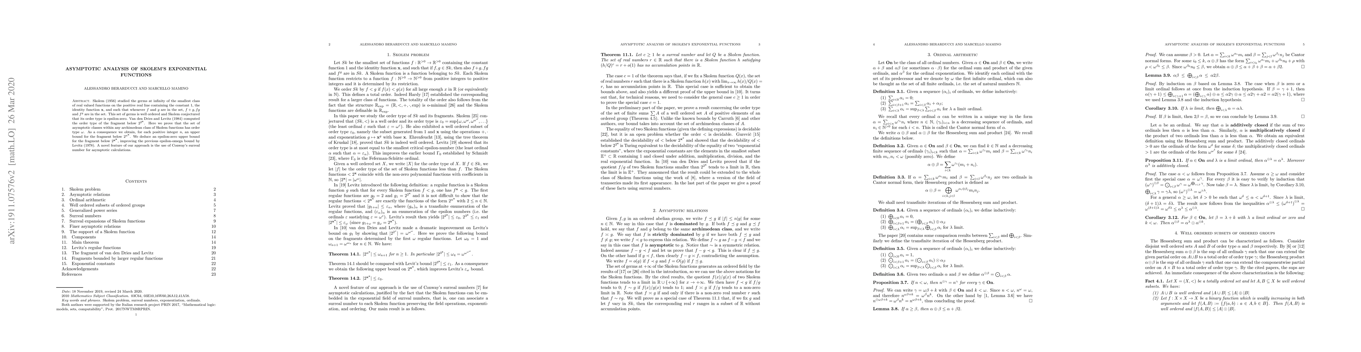 Thumbnail for Asymptotic analysis of Skolem's exponential functions