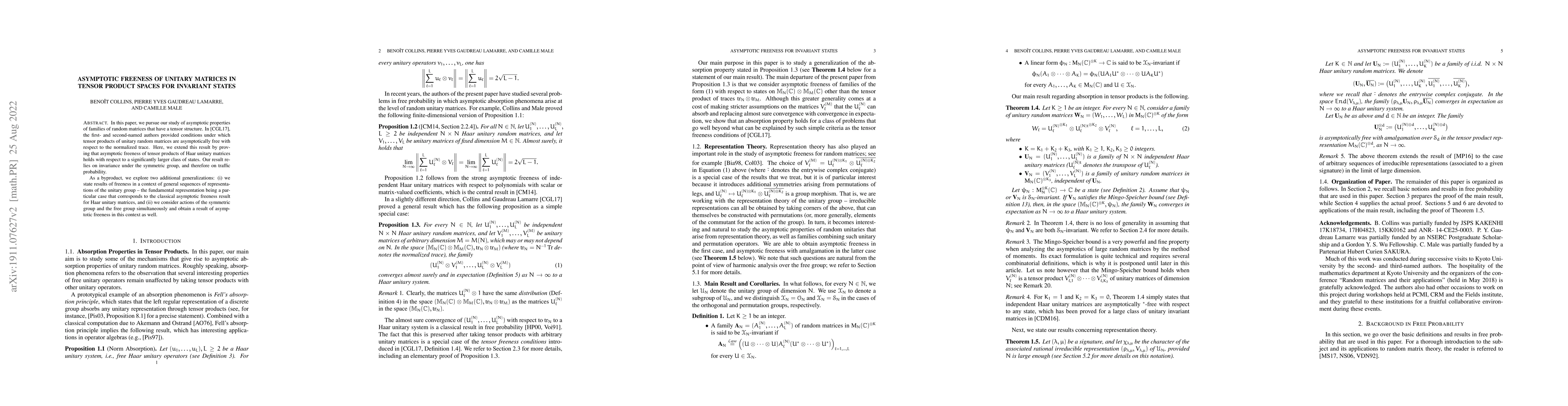 Thumbnail for Asymptotic Freeness of Unitary Matrices in Tensor Product Spaces for
  Invariant States