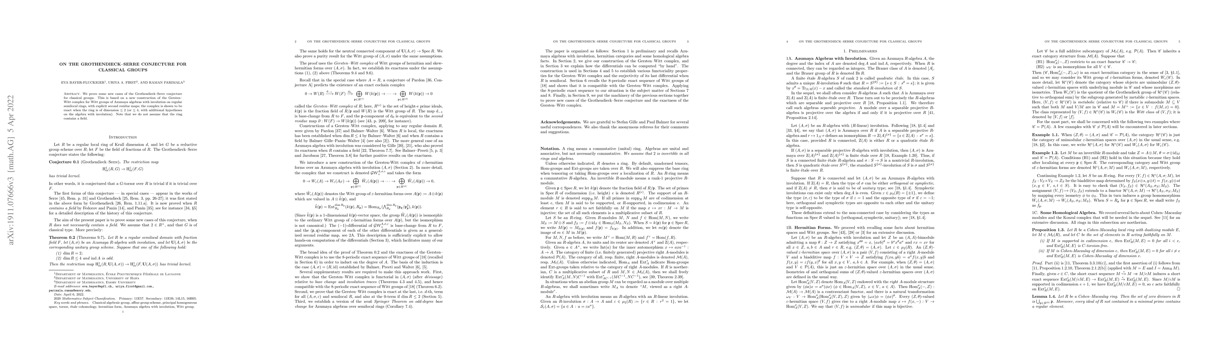 Thumbnail for On the Grothendieck-Serre Conjecture for Classical Groups