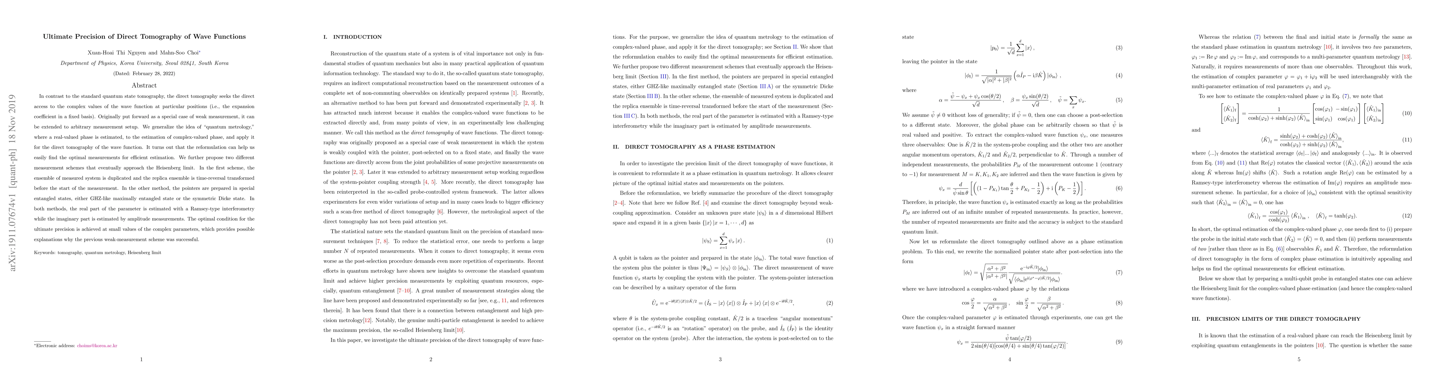 Thumbnail for Ultimate Precision of Direct Tomography of Wave Functions