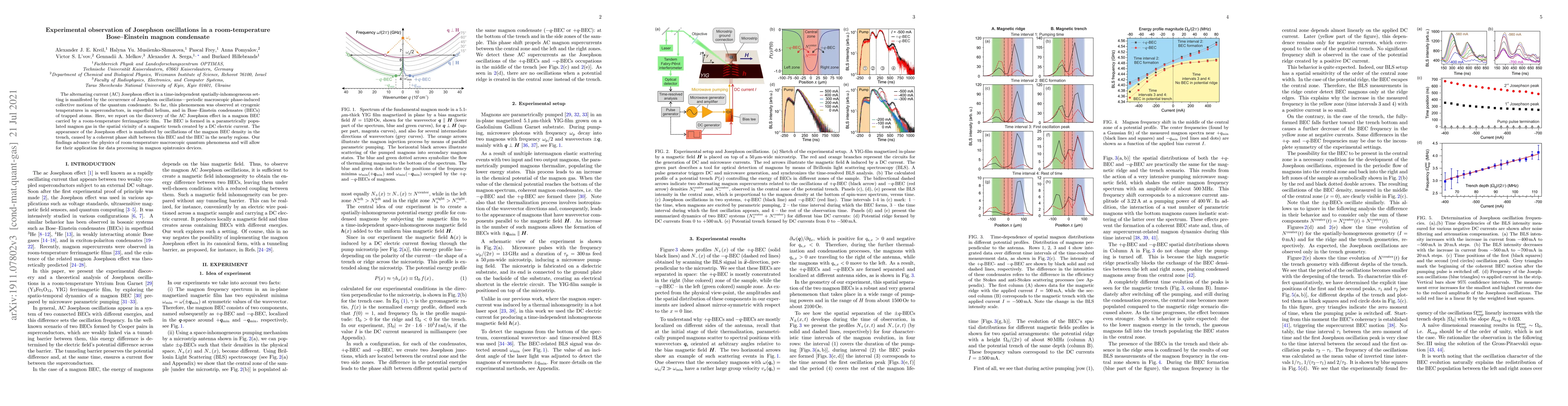 Thumbnail for Experimental observation of Josephson oscillations in a room-temperature
  Bose-Einstein magnon condensate