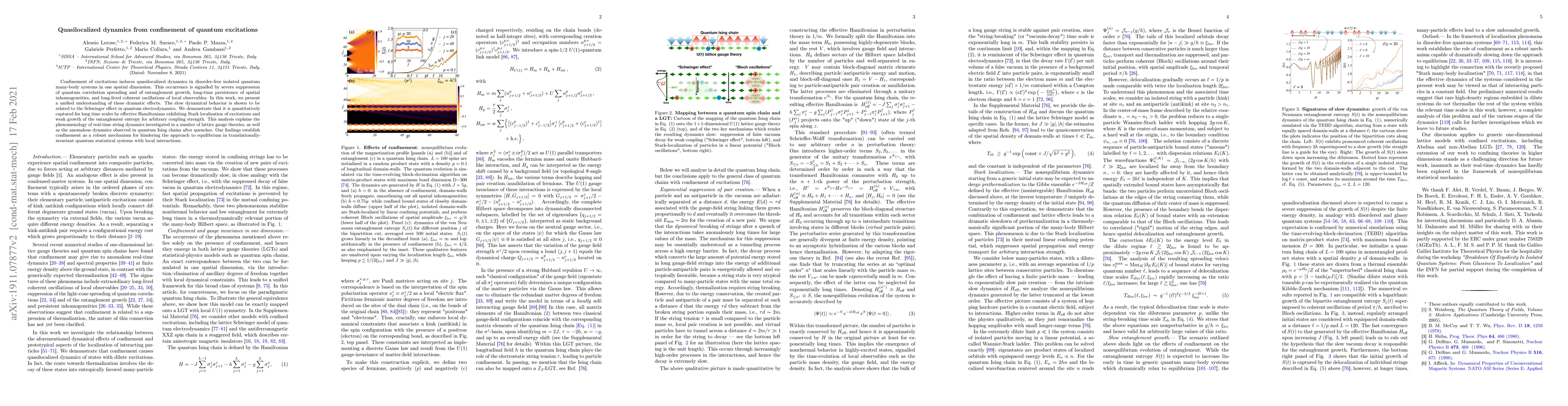 Thumbnail for Quasilocalized dynamics from confinement of quantum excitations
