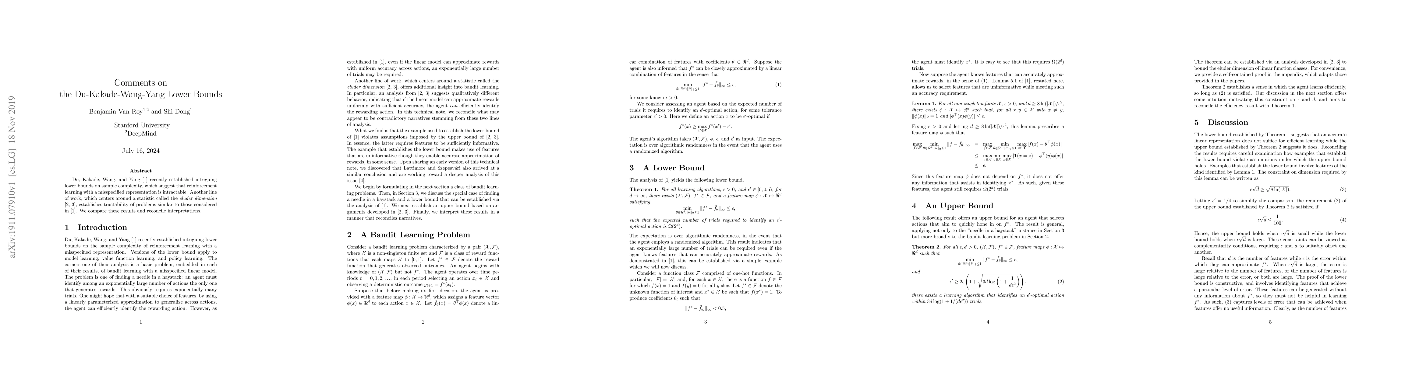 Thumbnail for Comments on the Du-Kakade-Wang-Yang Lower Bounds
