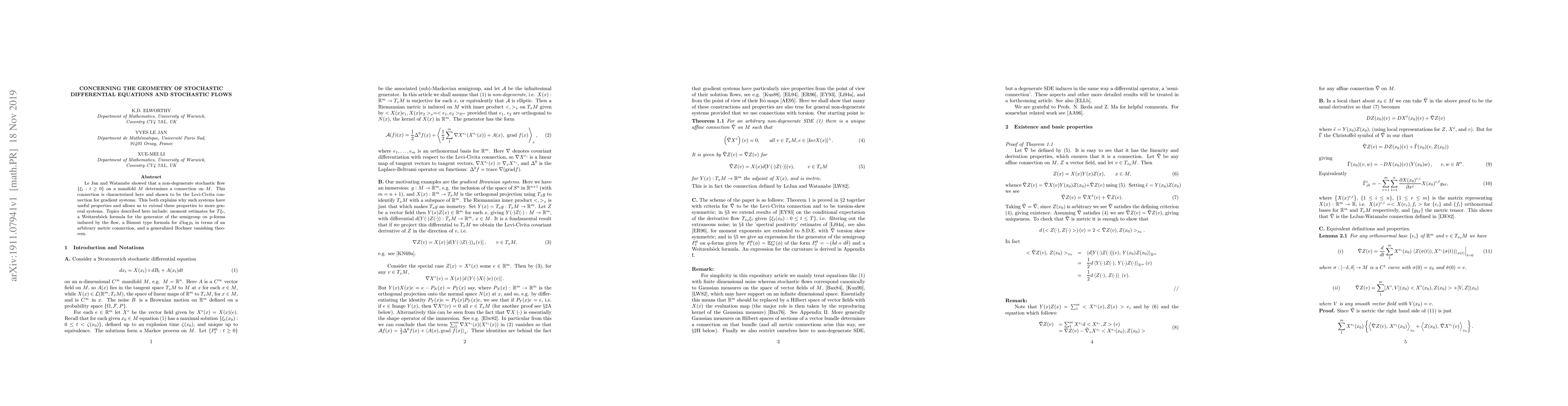 Thumbnail for Concerning the geometry of stochastic differential equations and
  stochastic flows
