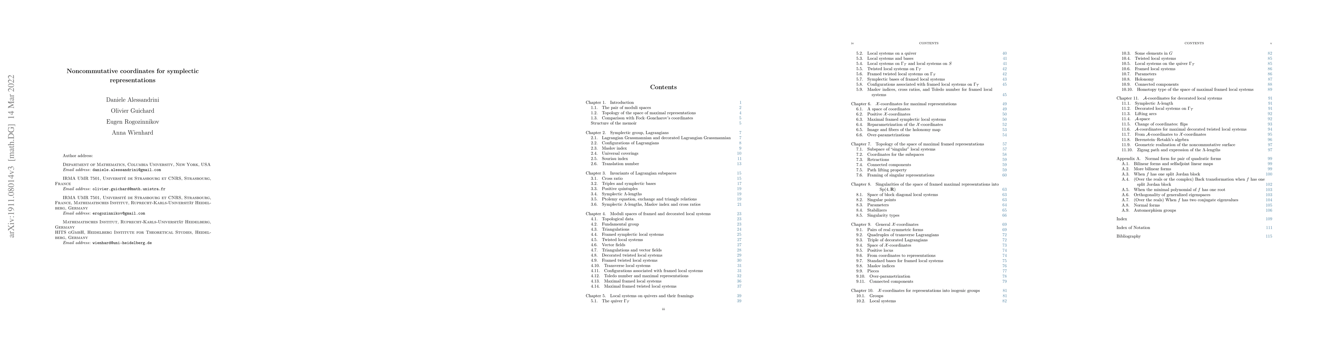 Thumbnail for Noncommutative coordinates for symplectic representations