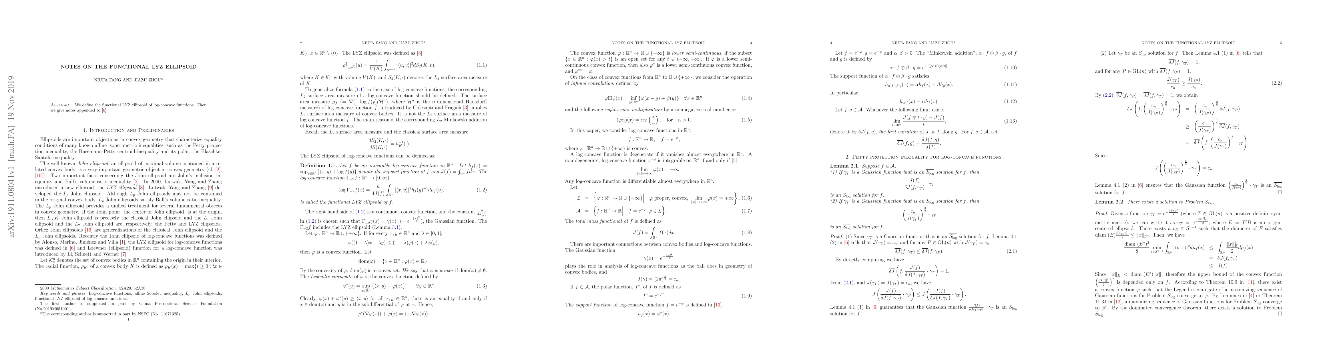Thumbnail for Notes on the functional LYZ ellipsoid