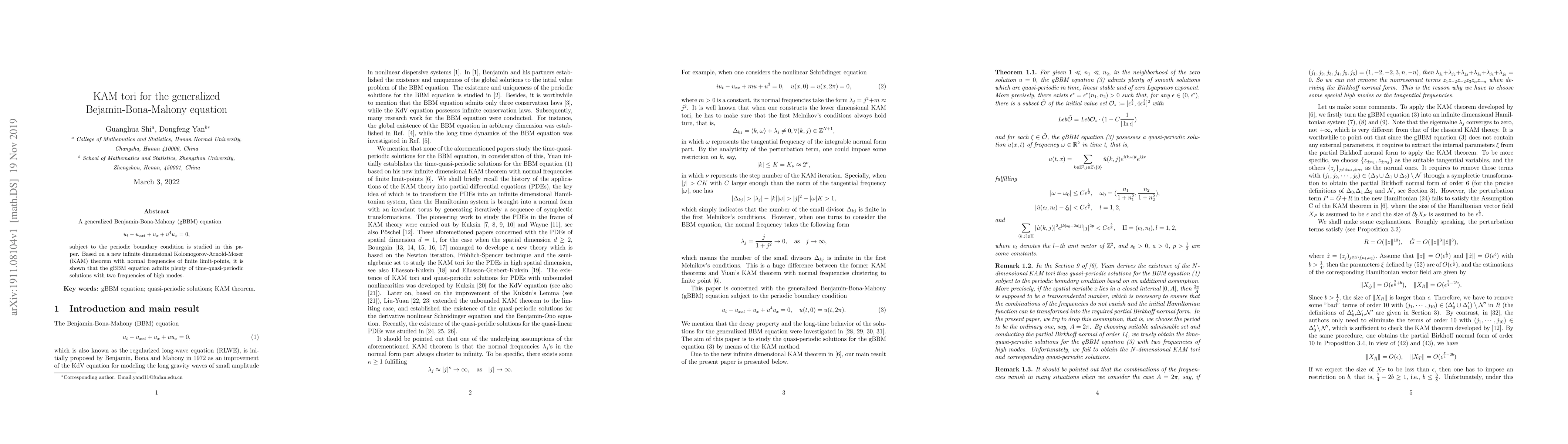 Thumbnail for KAM tori for the generalized Bejamin-Bona-Mahony equation
