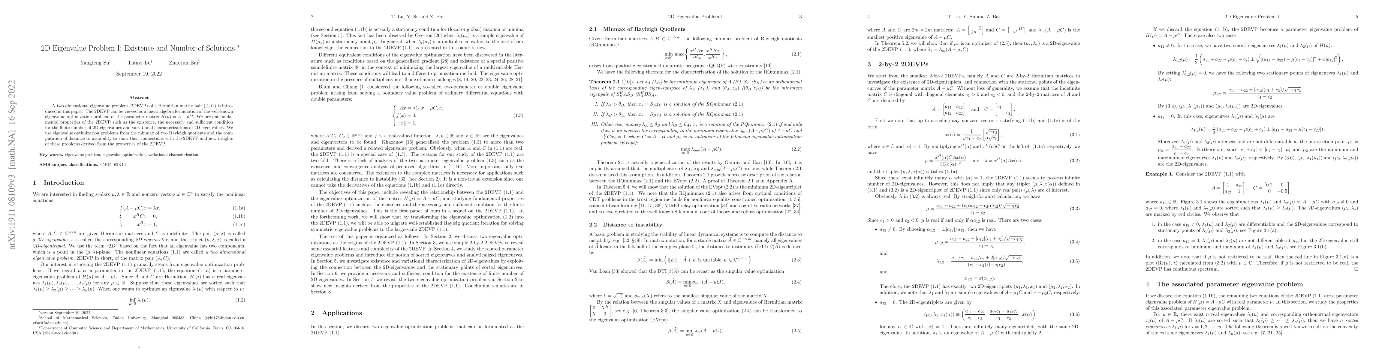 Thumbnail for 2D Eigenvalue Problem I: Existence and Number of Solutions