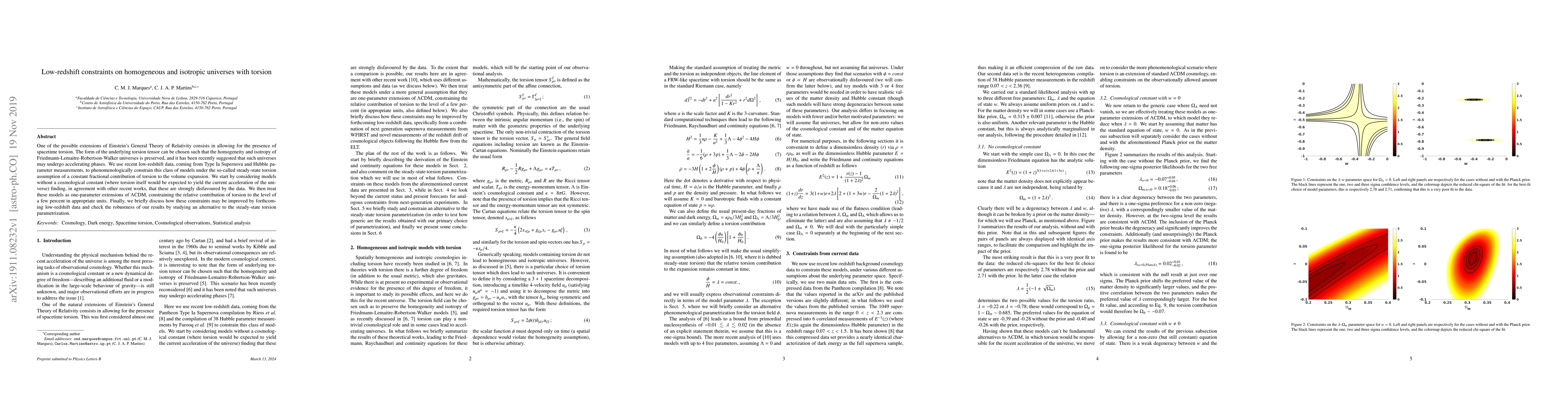 Thumbnail for Low-redshift constraints on homogeneous and isotropic universes with
  torsion