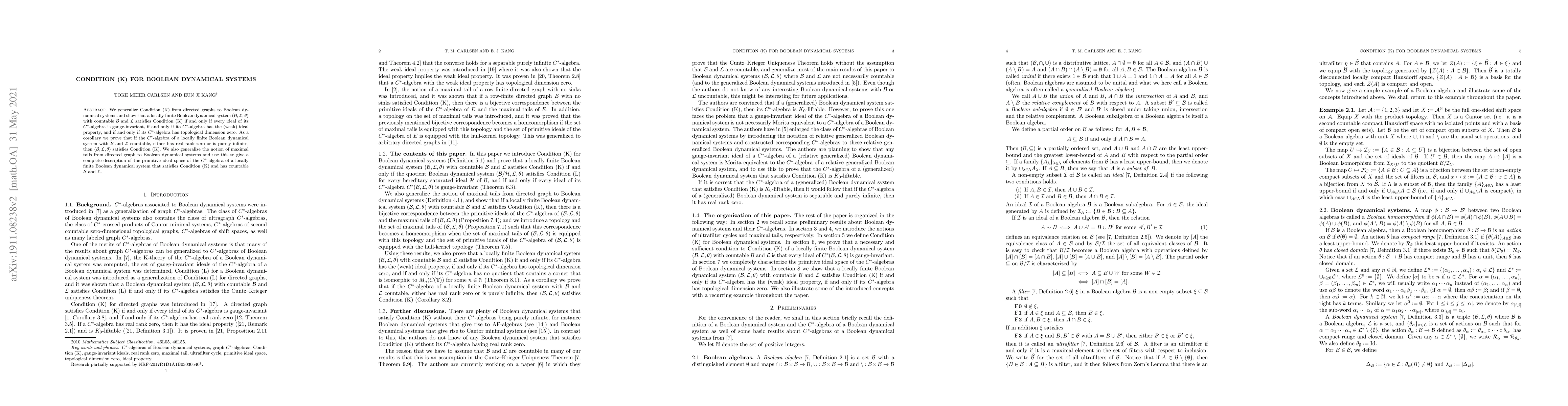 Thumbnail for Condition (K) for Boolean dynamical systems