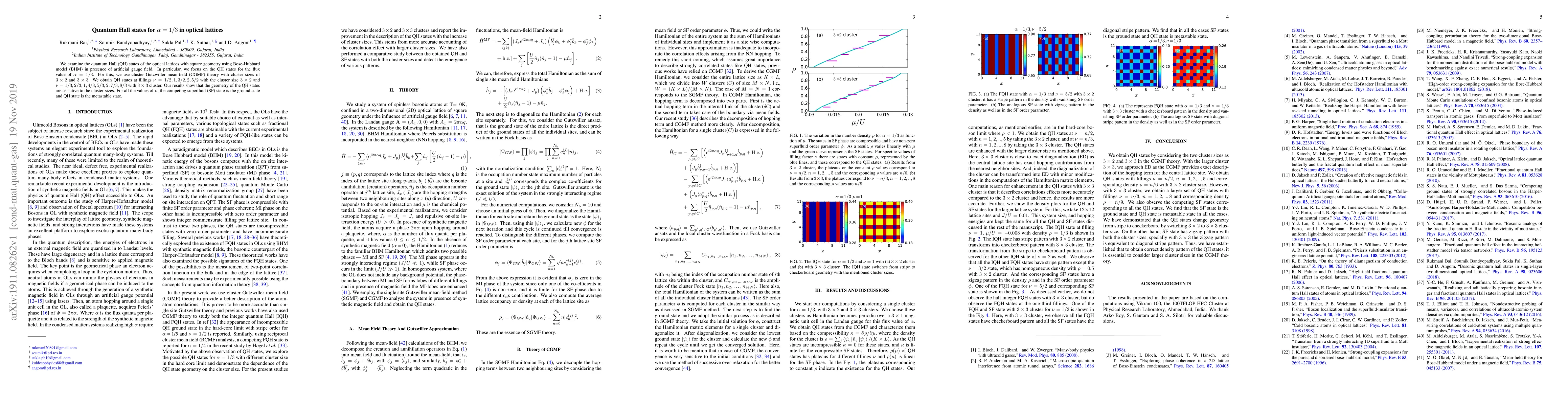 Thumbnail for Quantum Hall states for $\alpha = 1/3$ in optical lattices