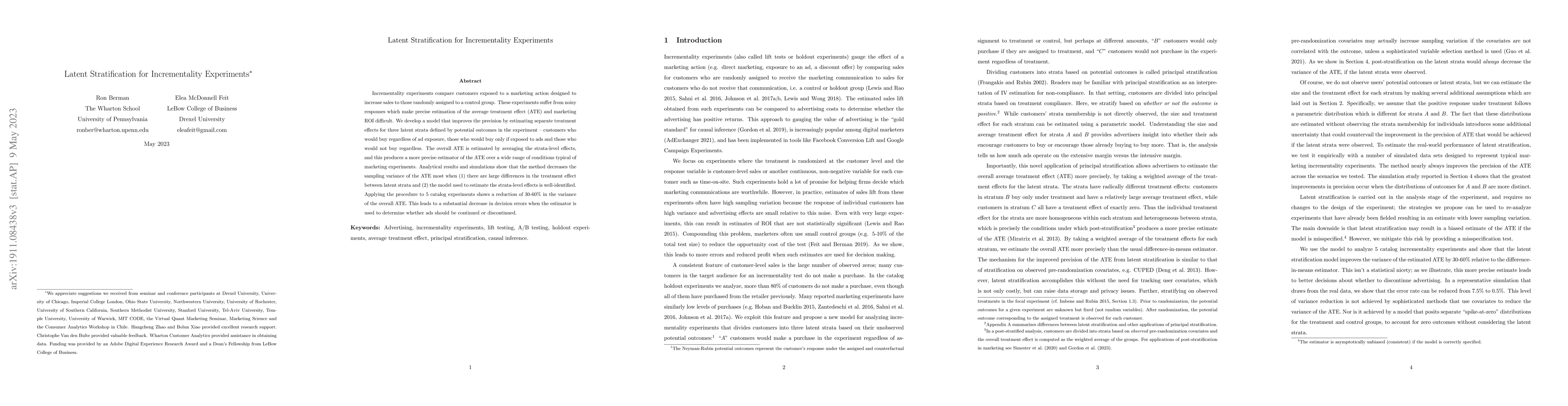 Thumbnail for Latent Stratification for Incrementality Experiments