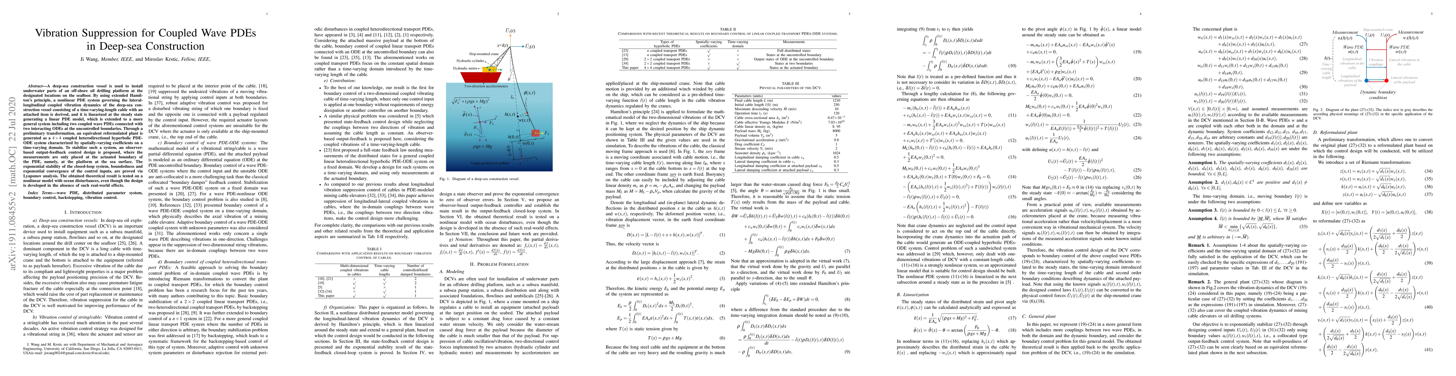 Thumbnail for Vibration Suppression for Coupled Wave PDEs in Deep-Sea Construction