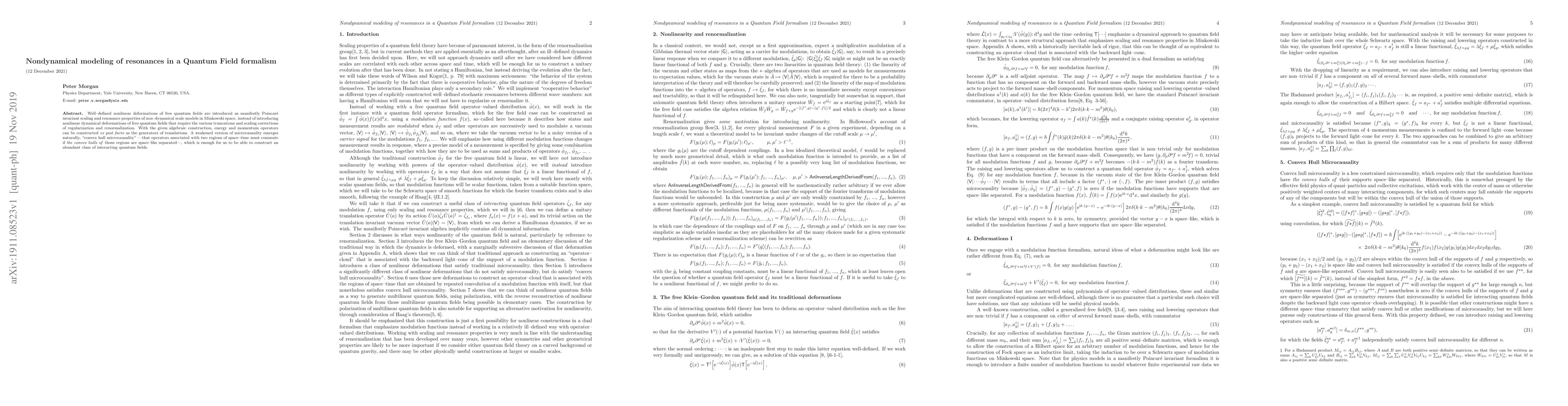 Thumbnail for Nondynamical modeling of resonances in a Quantum Field formalism