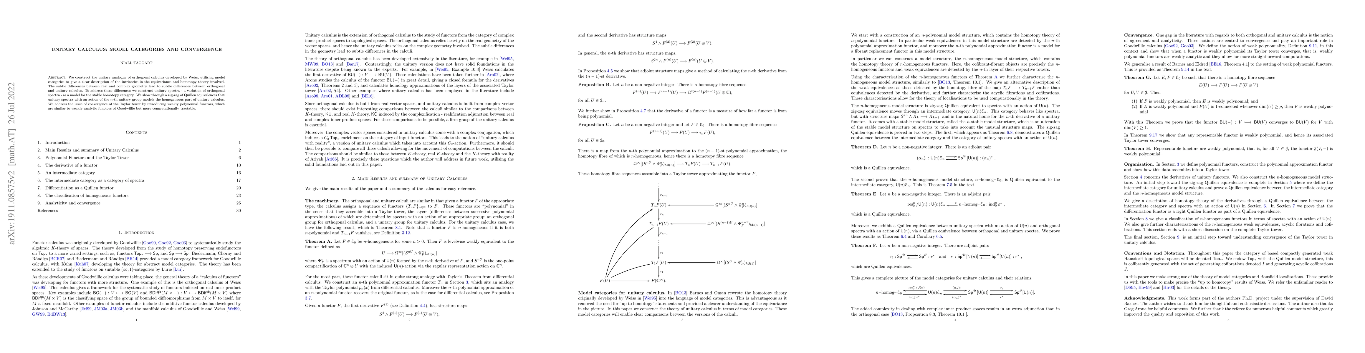Thumbnail for Unitary calculus: model Categories and convergence