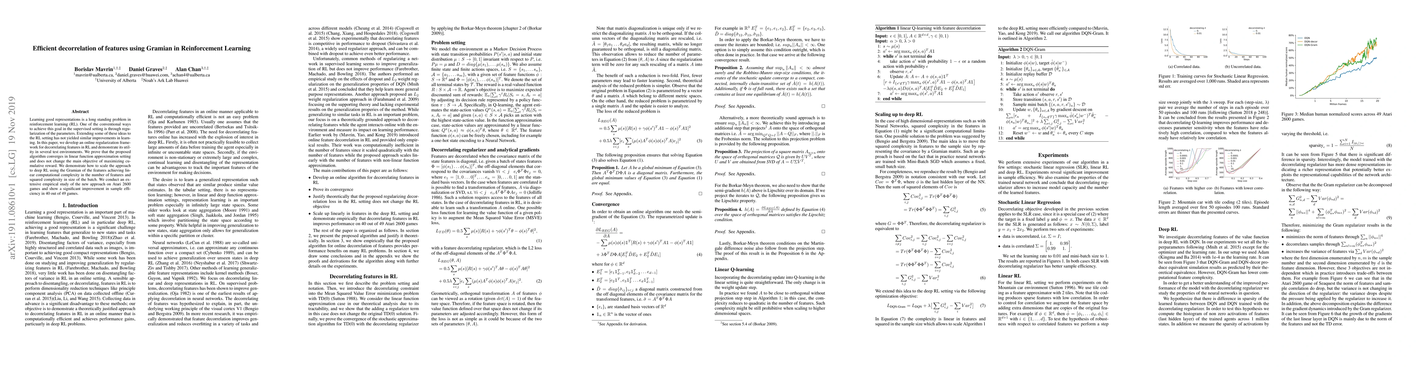 Thumbnail for Efficient decorrelation of features using Gramian in Reinforcement
  Learning