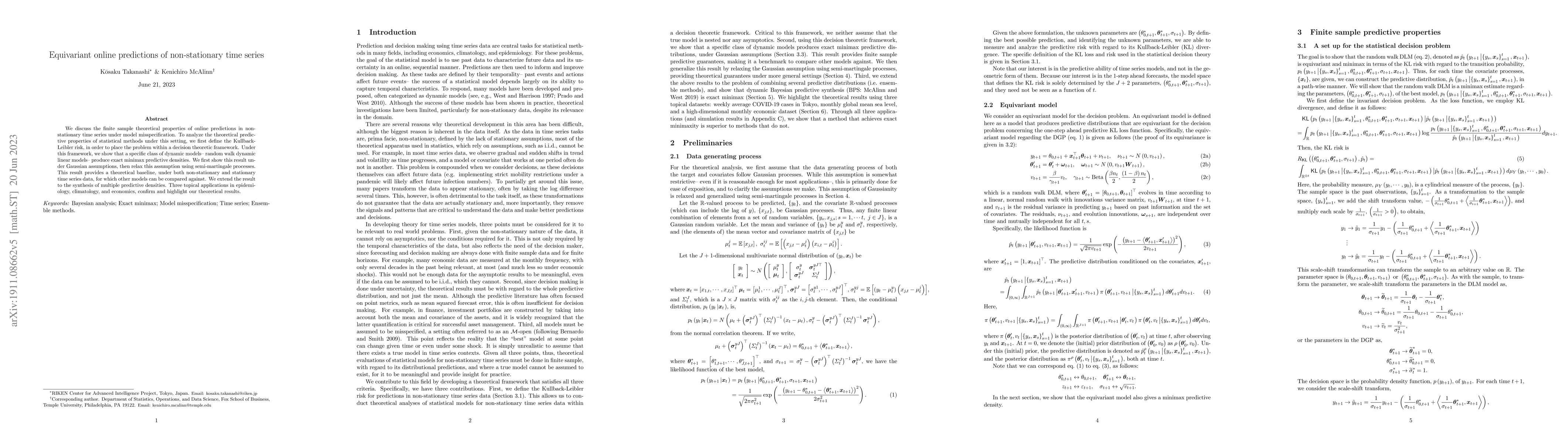 Thumbnail for Equivariant online predictions of non-stationary time series
