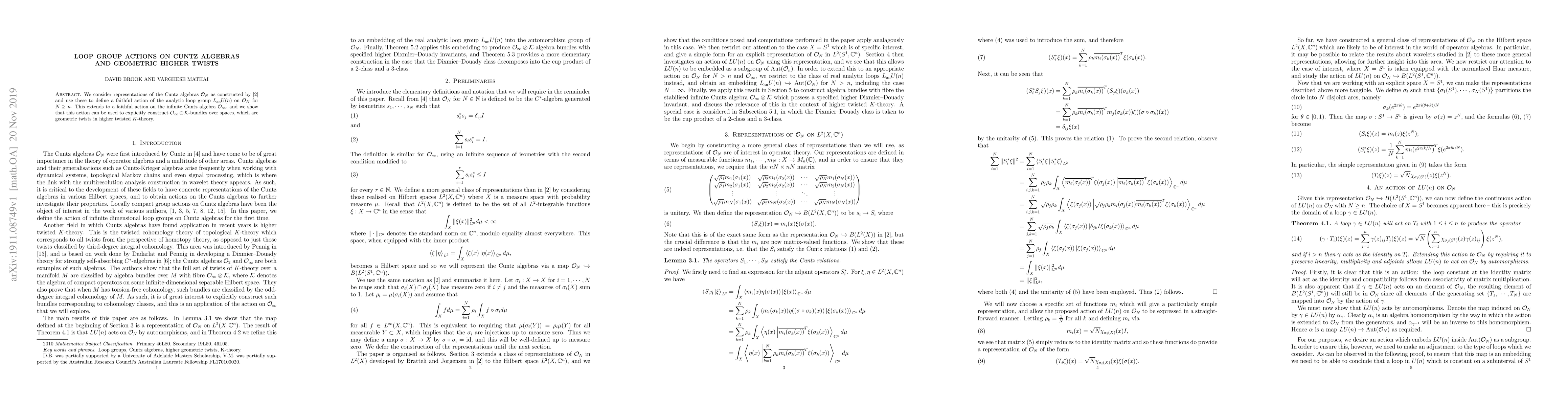 Thumbnail for Loop group actions on Cuntz algebras and geometric higher twists