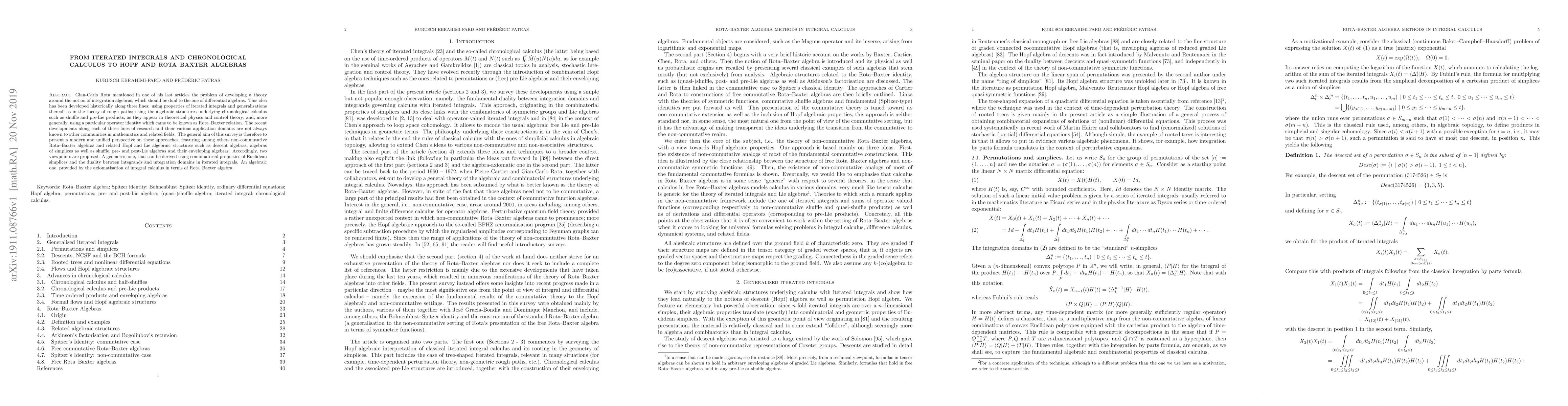 Thumbnail for From iterated integrals and chronological calculus to Hopf and
  Rota-Baxter algebras