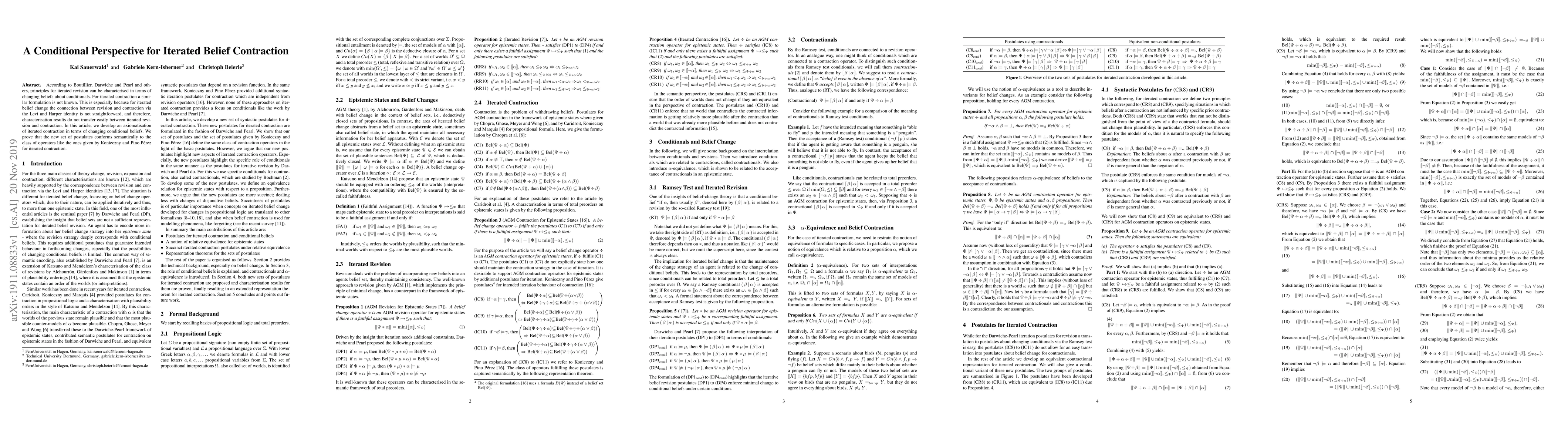Thumbnail for A Conditional Perspective for Iterated Belief Contraction