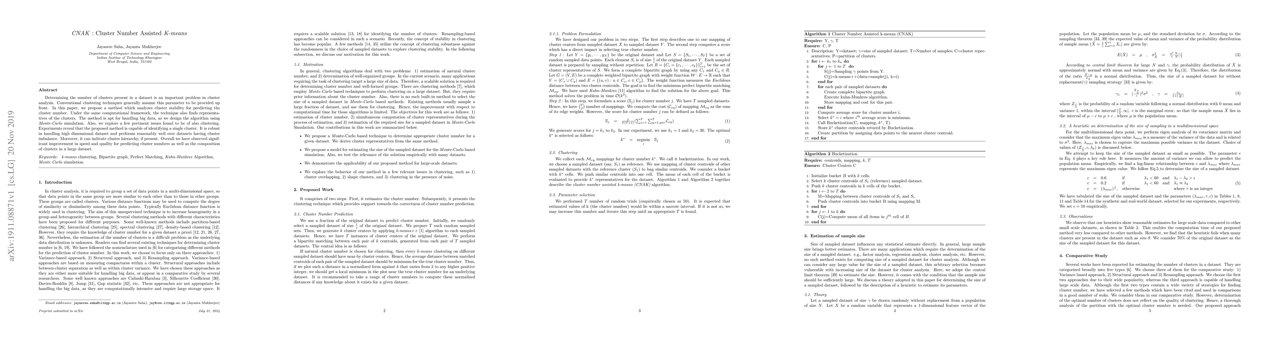 Thumbnail for CNAK : Cluster Number Assisted K-means