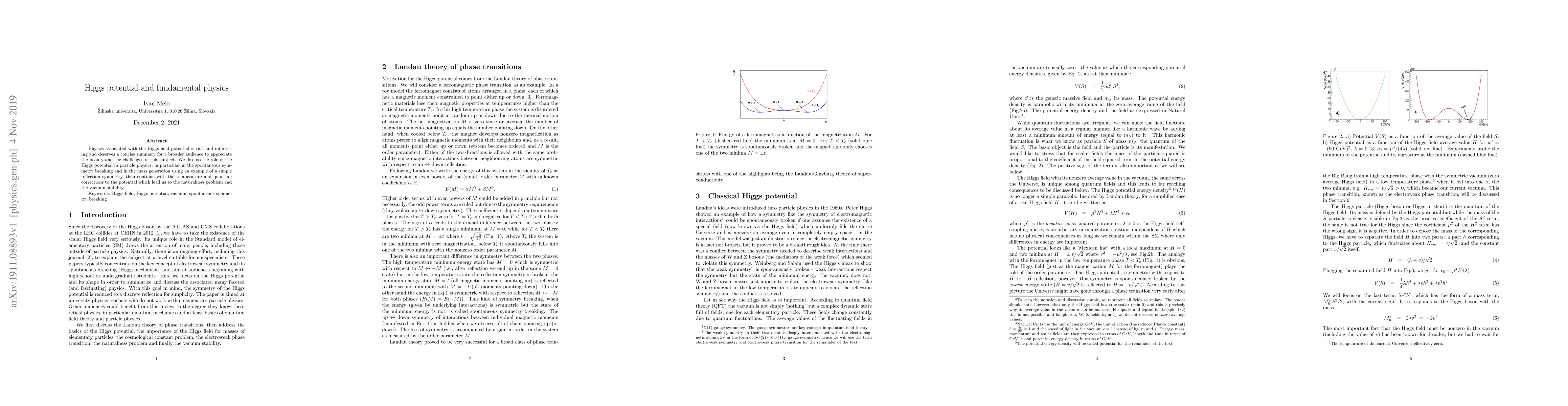 Thumbnail for Higgs potential and fundamental physics