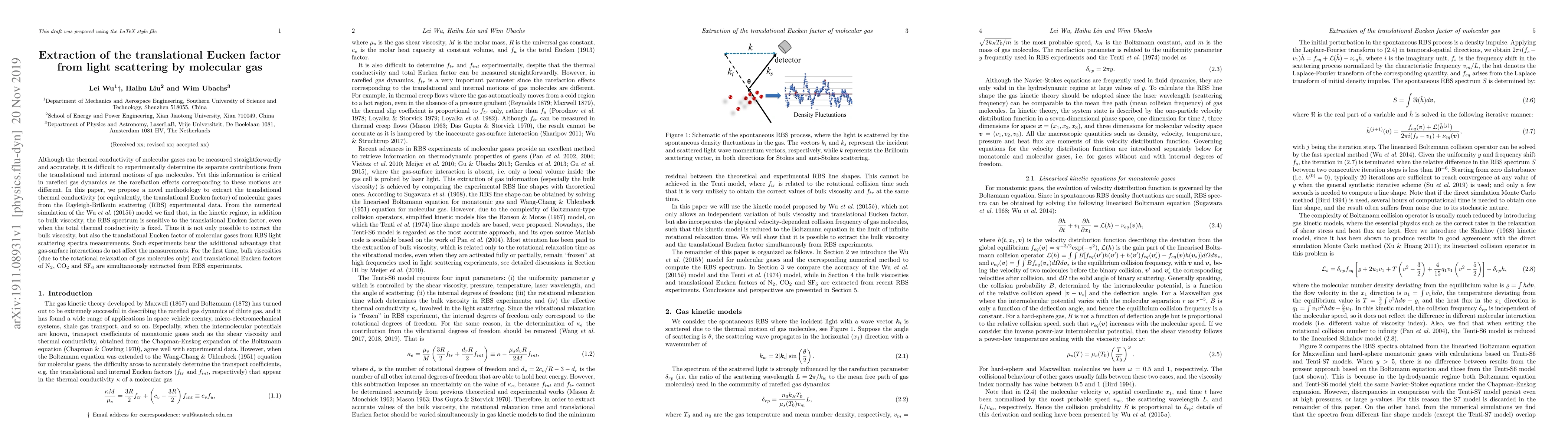 Thumbnail for Extraction of the translational Eucken factor from light scattering by
  molecular gas