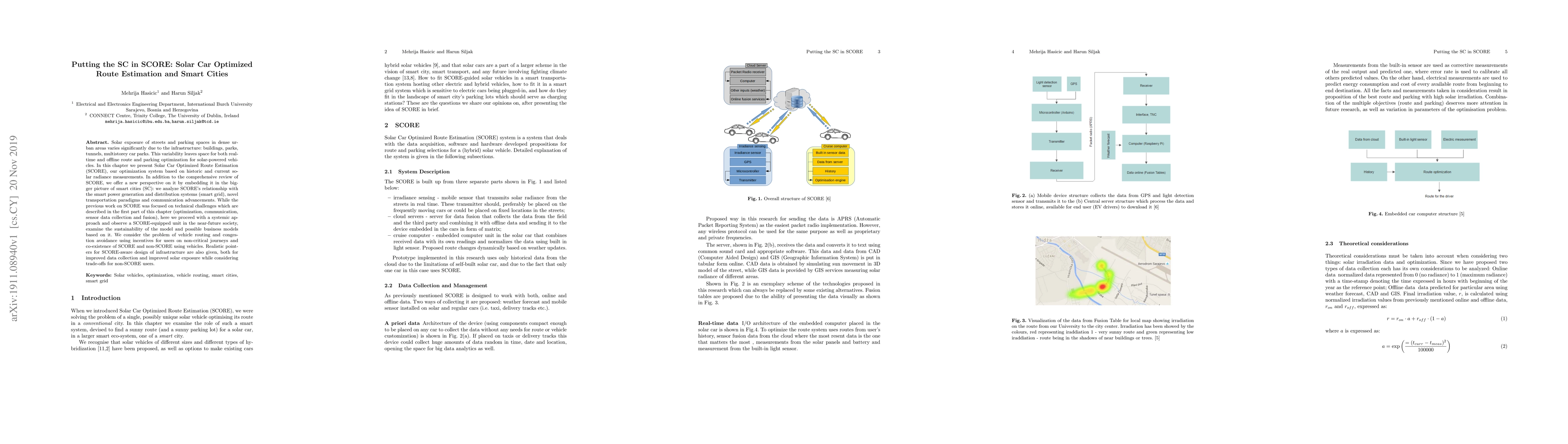 Thumbnail for Putting the SC in SCORE: Solar Car Optimized Route Estimation and Smart
  Cities