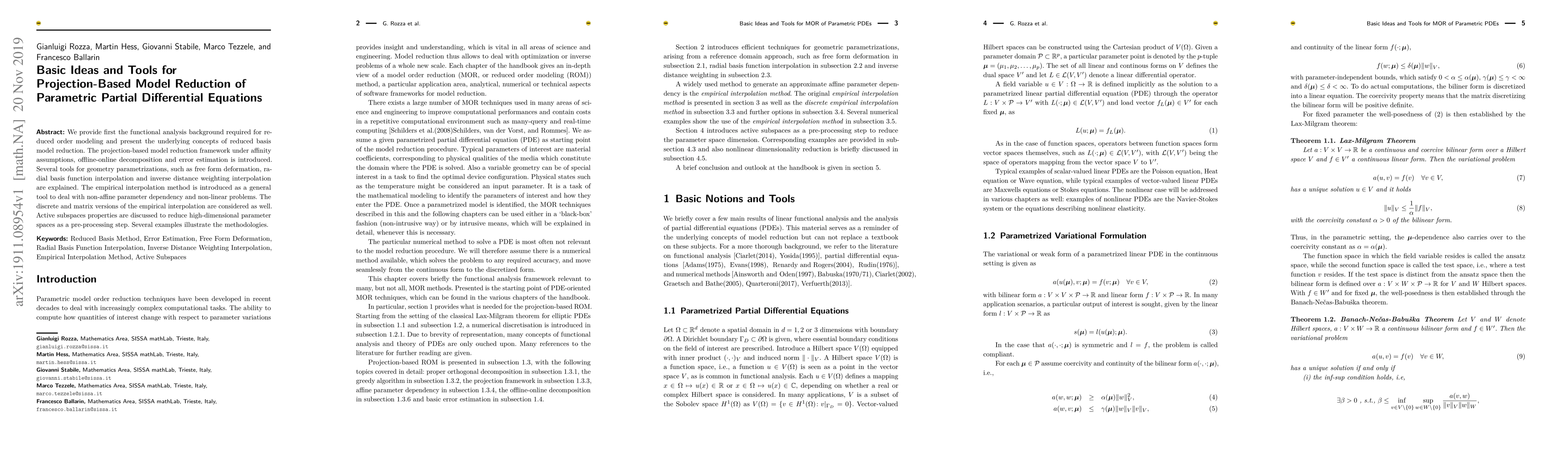 Thumbnail for Basic Ideas and Tools for Projection-Based Model Reduction of Parametric
  Partial Differential Equations