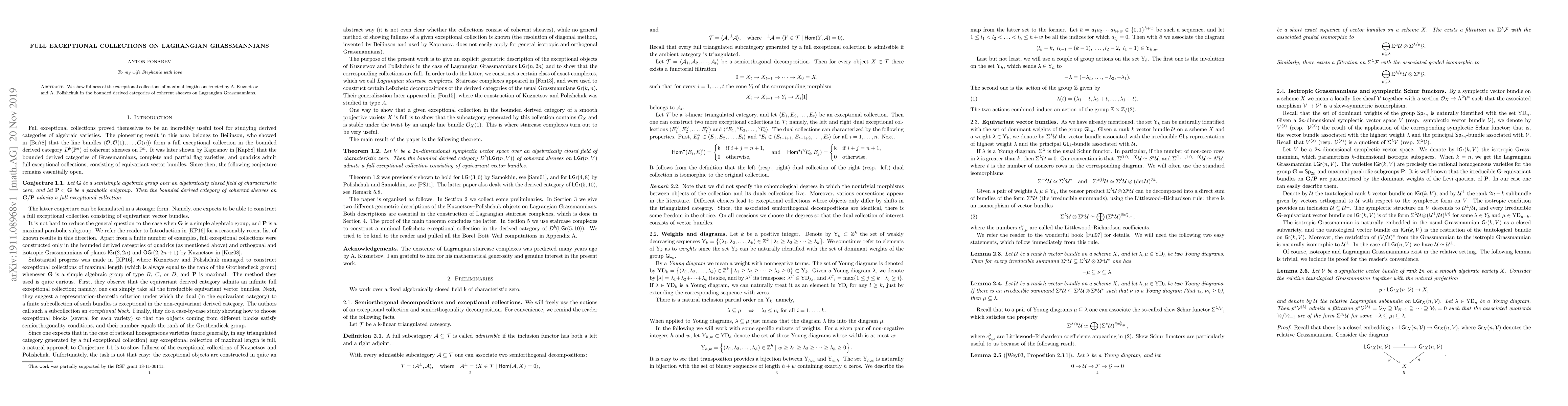 Thumbnail for Full exceptional collections on Lagrangian Grassmannians