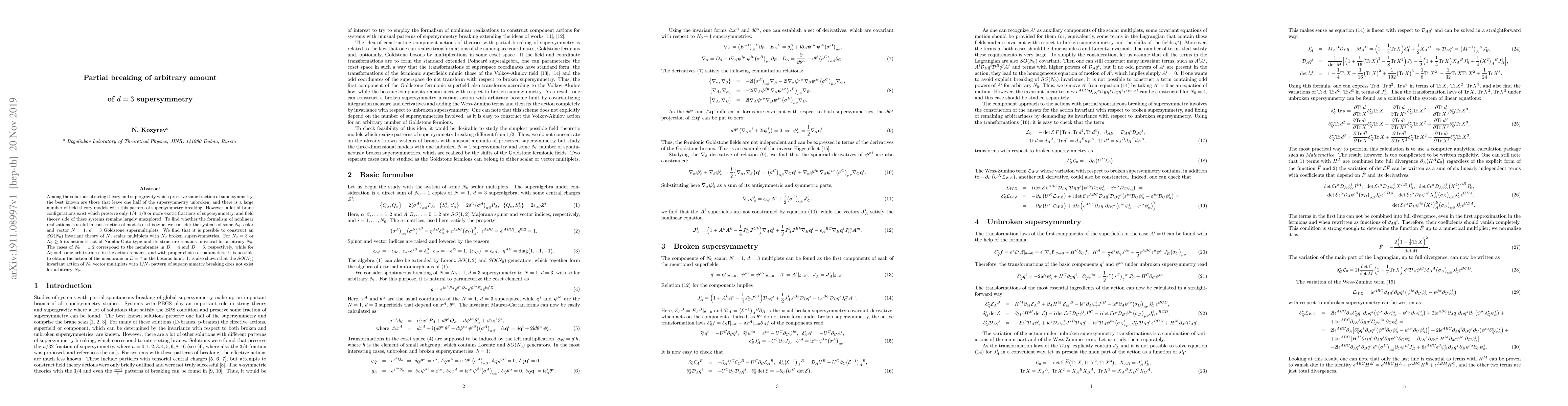 Thumbnail for Partial breaking of arbitrary amount of d=3 supersymmetry