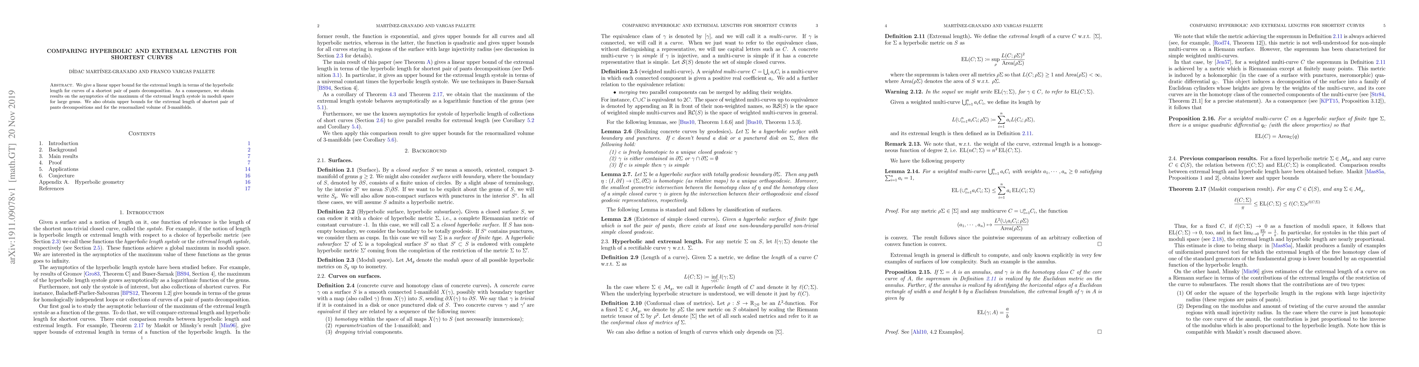 Thumbnail for Comparing hyperbolic and extremal lengths for shortest curves