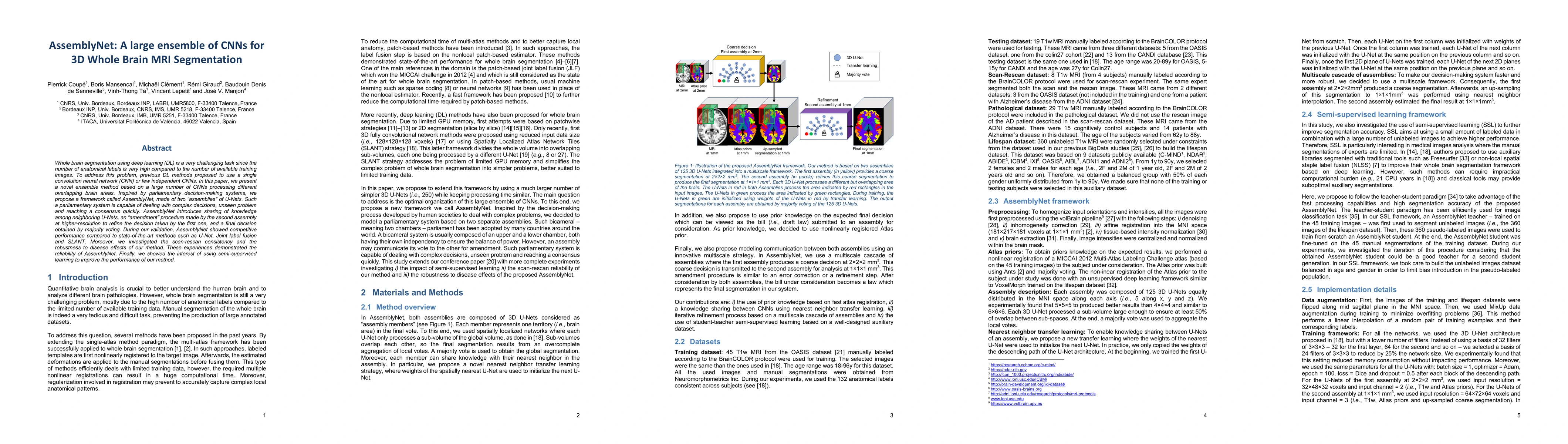Thumbnail for AssemblyNet: A large ensemble of CNNs for 3D Whole Brain MRI
  Segmentation