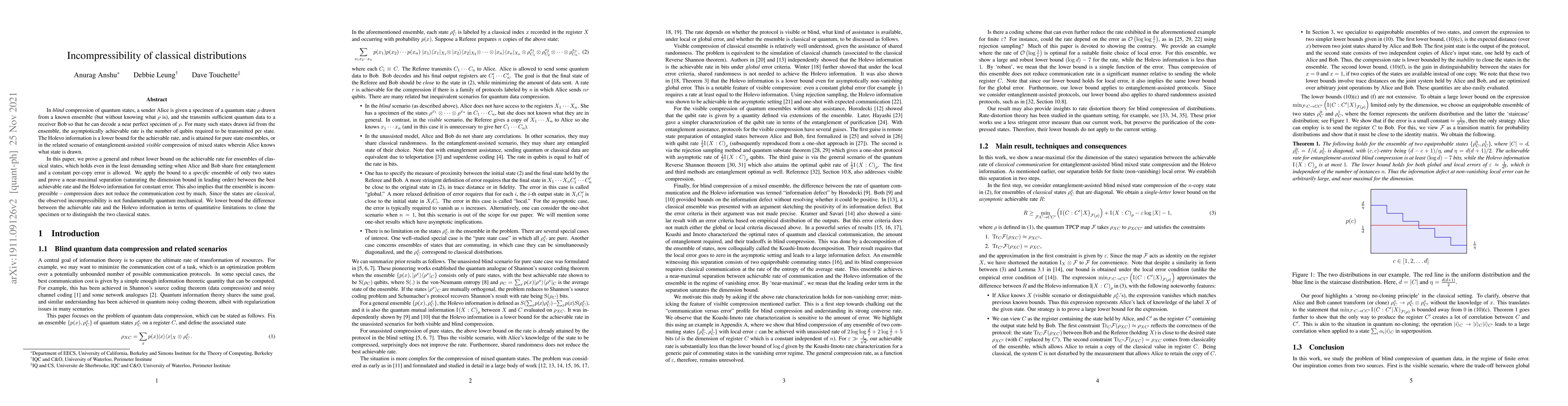 Thumbnail for Incompressibility of classical distributions
