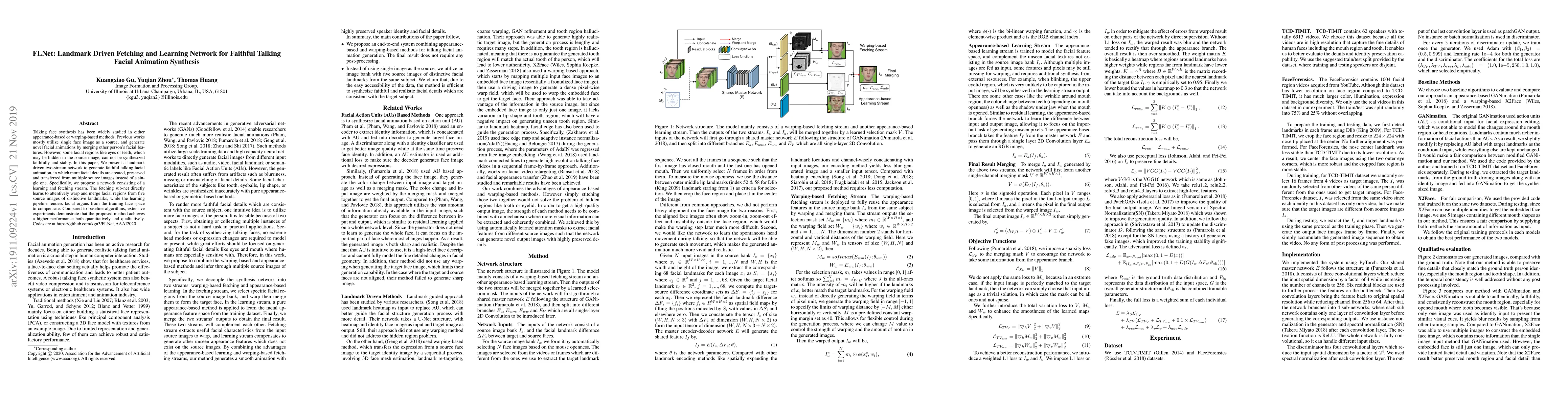 Thumbnail for FLNet: Landmark Driven Fetching and Learning Network for Faithful
  Talking Facial Animation Synthesis