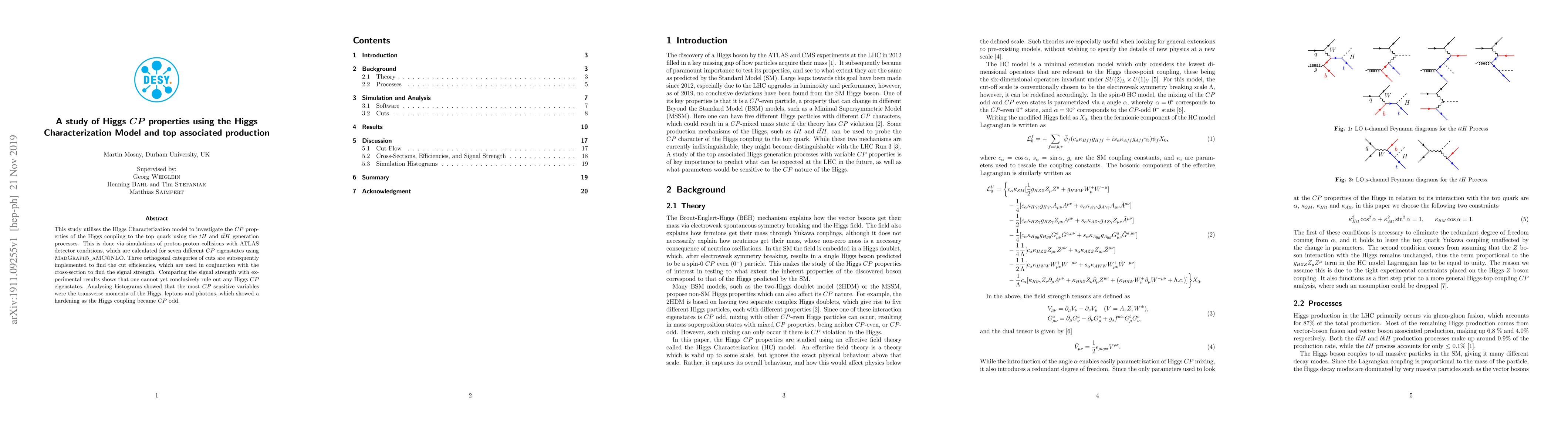 Thumbnail for A study of Higgs $\boldsymbol{CP}$ properties using the Higgs
  Characterization Model and top associated production