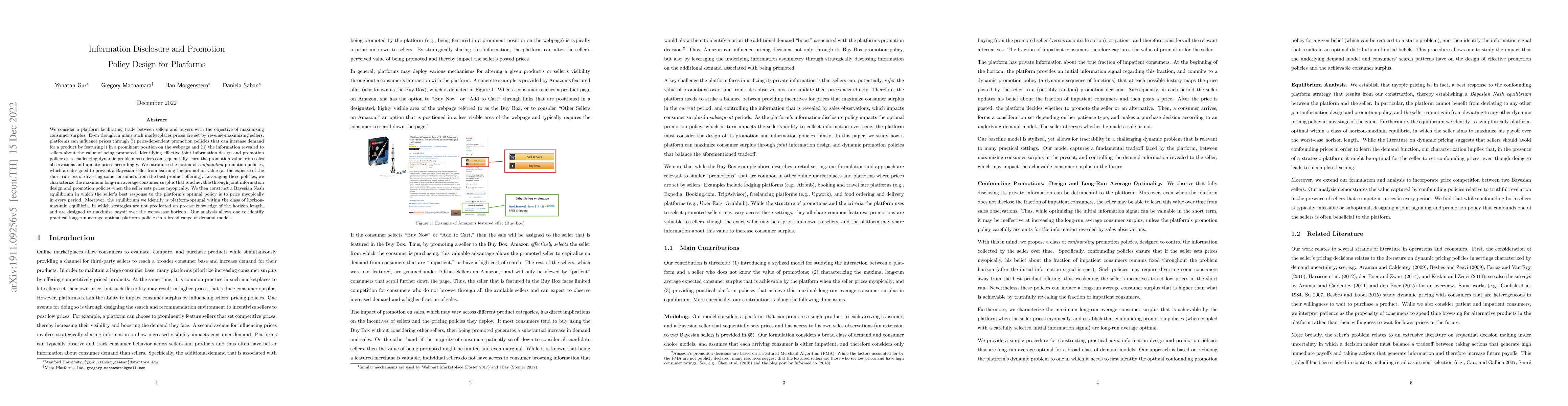 Thumbnail for Information Disclosure and Promotion Policy Design for Platforms