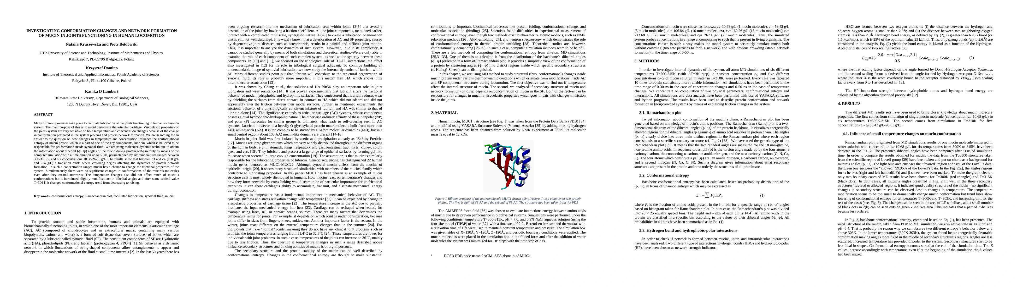Thumbnail for Investigating conformation changes and network formation of mucin in
  joints functioning in human locomotion