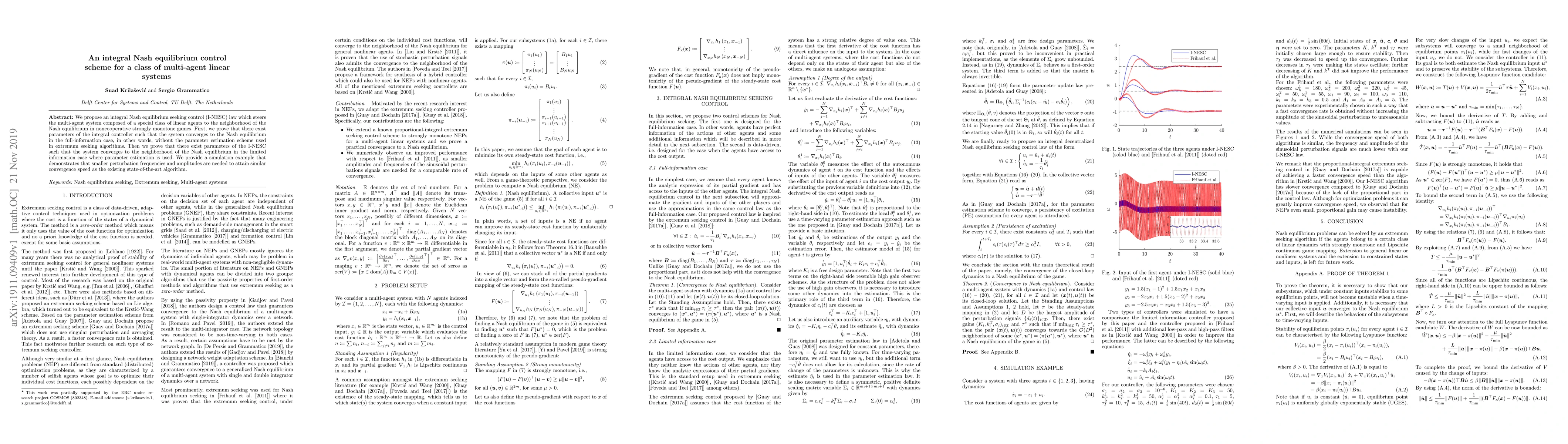 Thumbnail for An integral Nash equilibrium control scheme for a class of multi-agent
  linear systems
