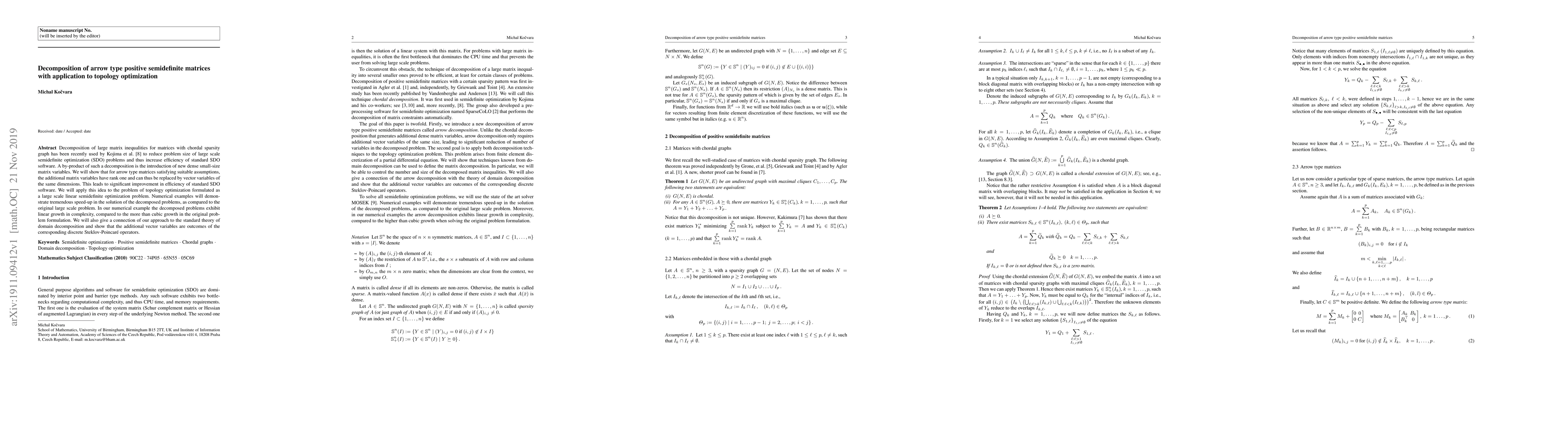 Thumbnail for Decomposition of arrow type positive semidefinite matrices with
  application to topology optimization