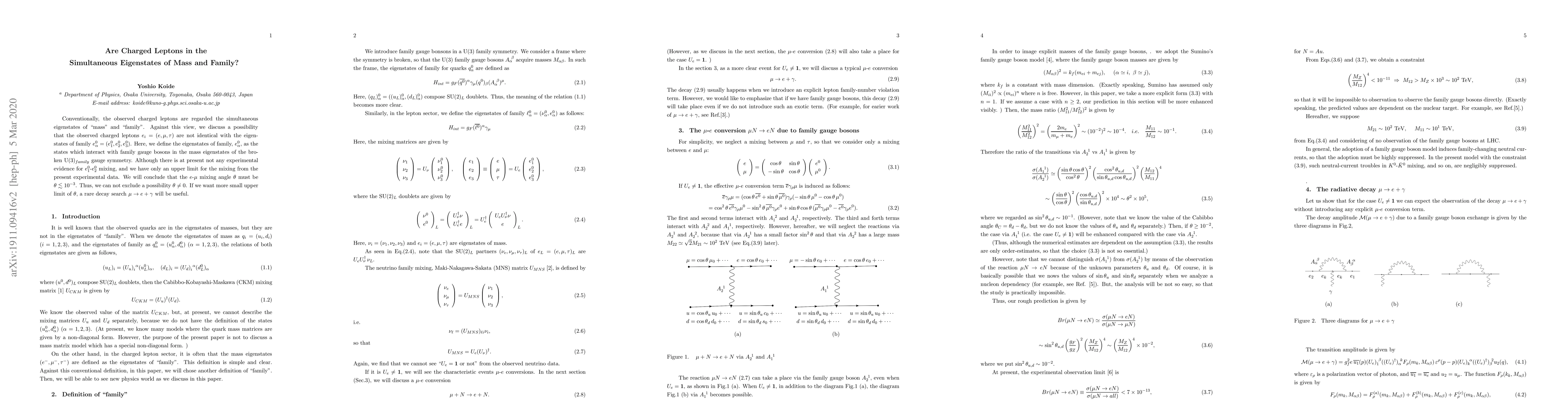 Thumbnail for Are Charged Leptons in the Simultaneous Eigenstates of Mass and Family?