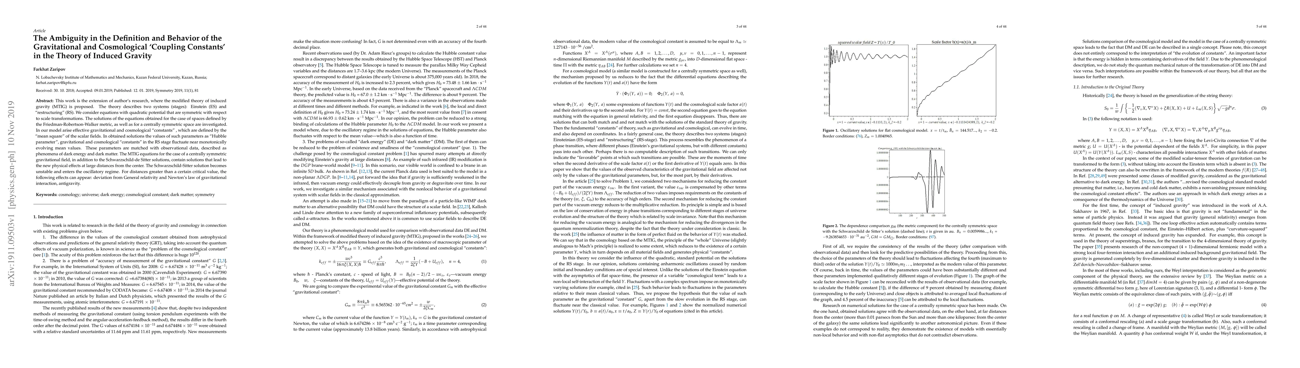 Thumbnail for The Ambiguity in the Definition and Behavior of the Gravitational and
  Cosmological `Coupling Constants' in the Theory of Induced Gravity