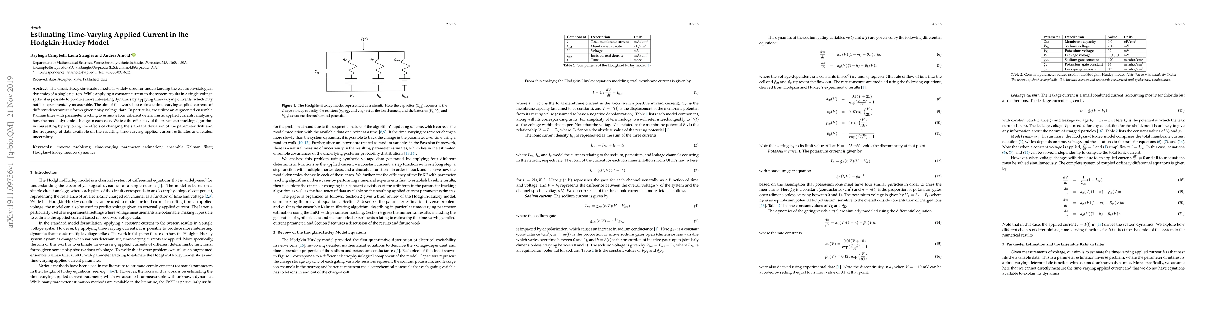Thumbnail for Estimating Time-Varying Applied Current in the Hodgkin-Huxley Model